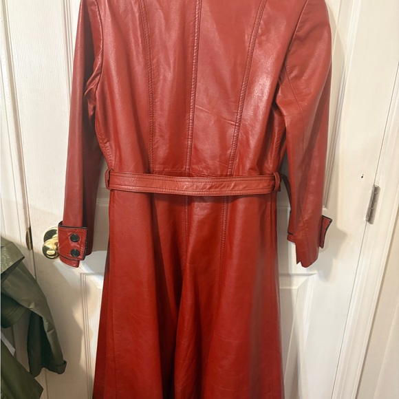 Wilson Red Leather Trench Coat - Picture 2 of 7